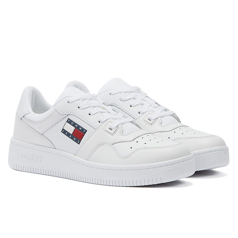 Tommy Hilfiger Jeans Retro Basket Mens White Leather Trainers