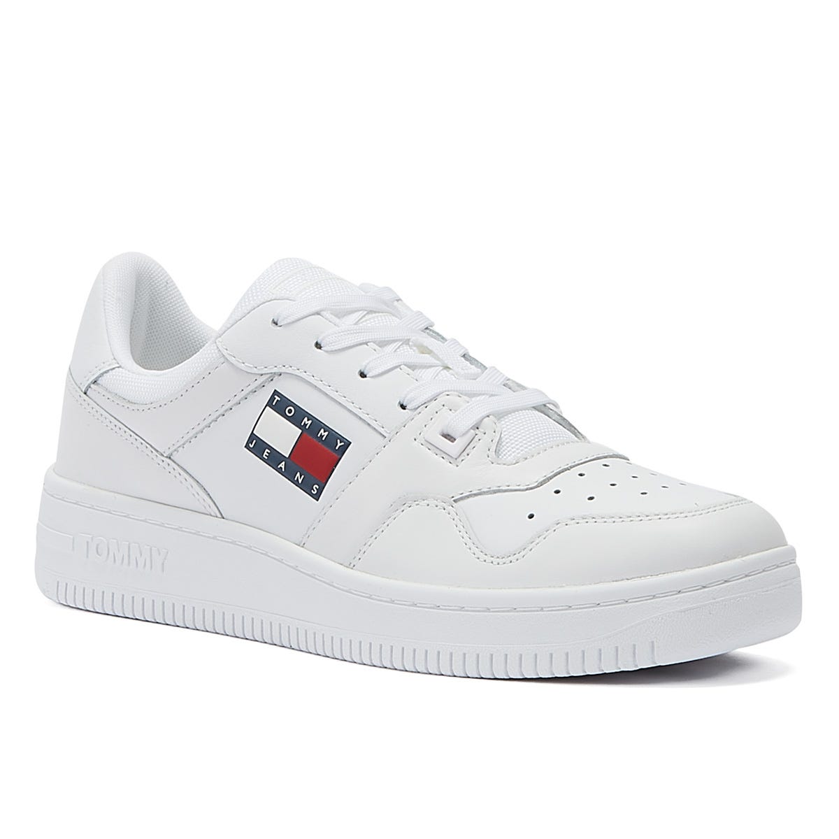 Tommy Hilfiger Jeans Retro Basket Mens White Leather Trainers