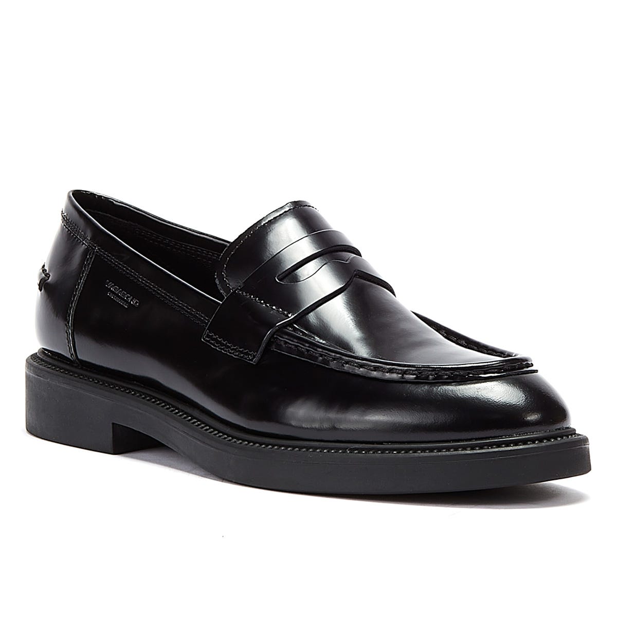 Vagabond Alex Polished Leather Womens Black Loafers (Mocassins en cuir poli)